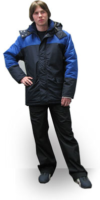 Длинная утепленная зимняя рабочая куртка на двойном слое синтепона